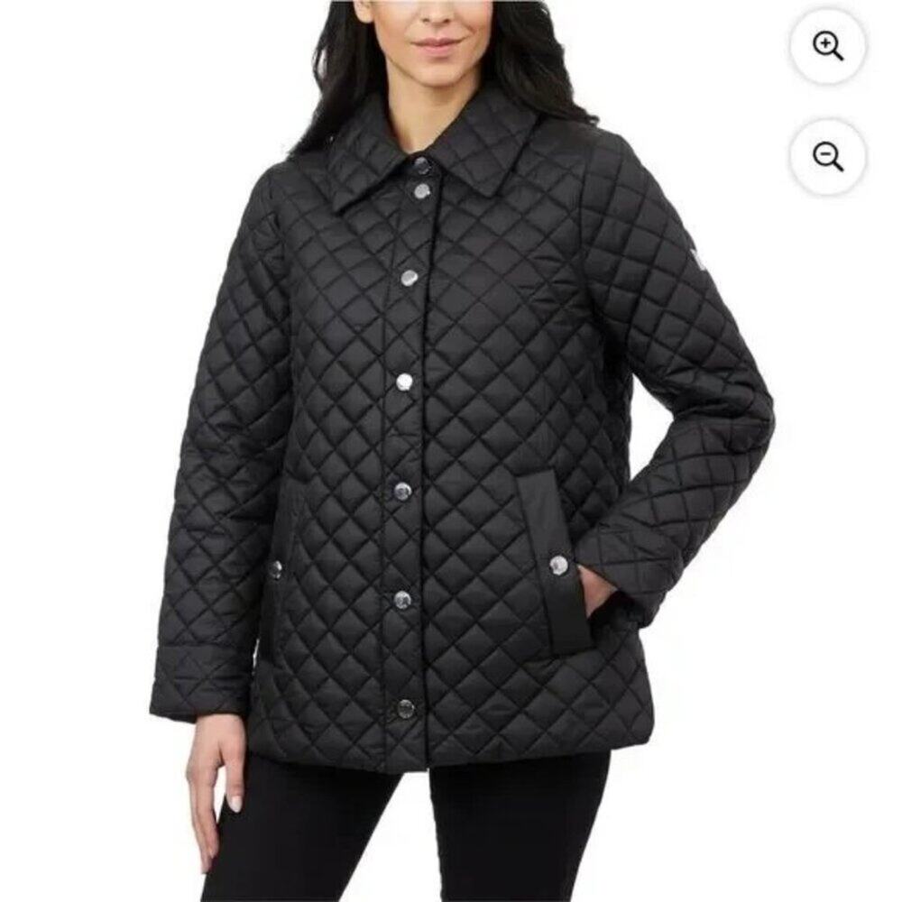 Ann Klein Black Quilted Jacket with Silver Buttons New Wirh Tag Size S